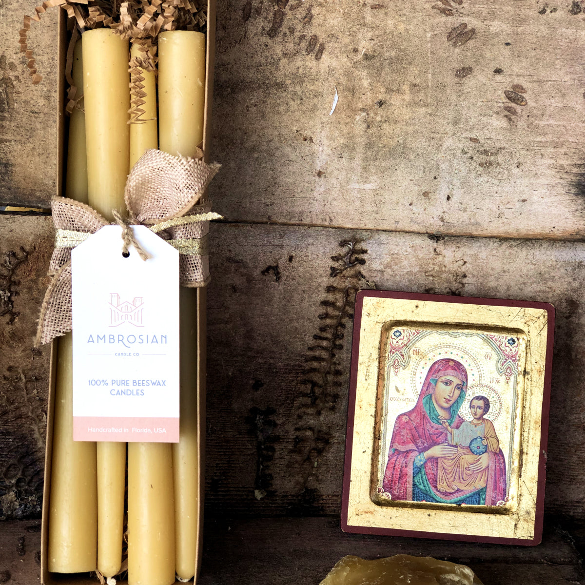 10" Traditional Beeswax Tapers